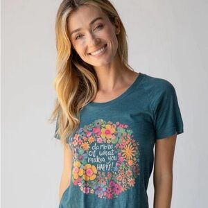NATURAL LIFE Teal Floral Graphic Tee